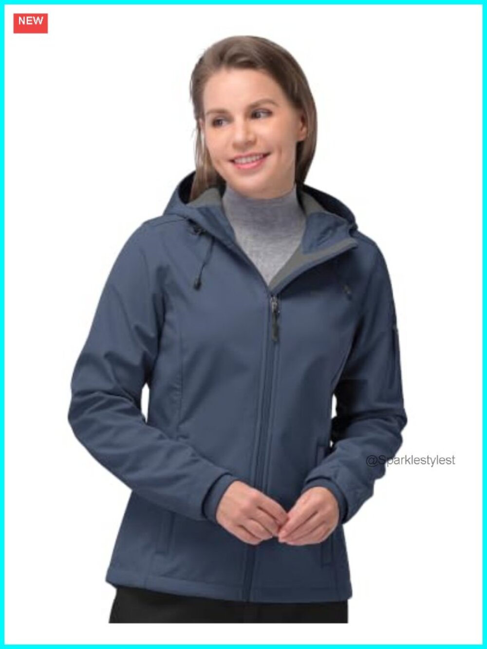 Women's Softshell Jacket Waterproof Hooded Fleece Lined Rain Coat